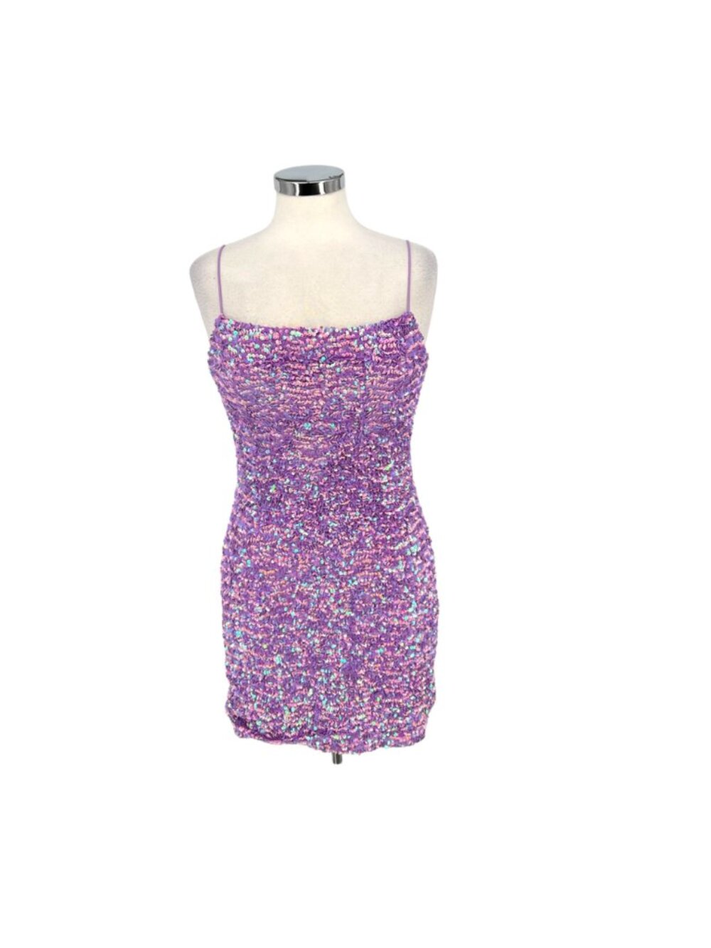 Thirty Thirty Lilac Irridescent Sequin Bodycon Mini Dress Size Medium - Picture 9 of 13